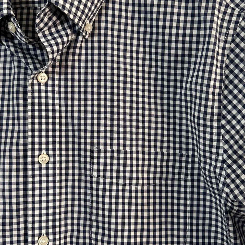 J. Crew Men‎ Button Down Navy White Checkered Gingham Shirt
